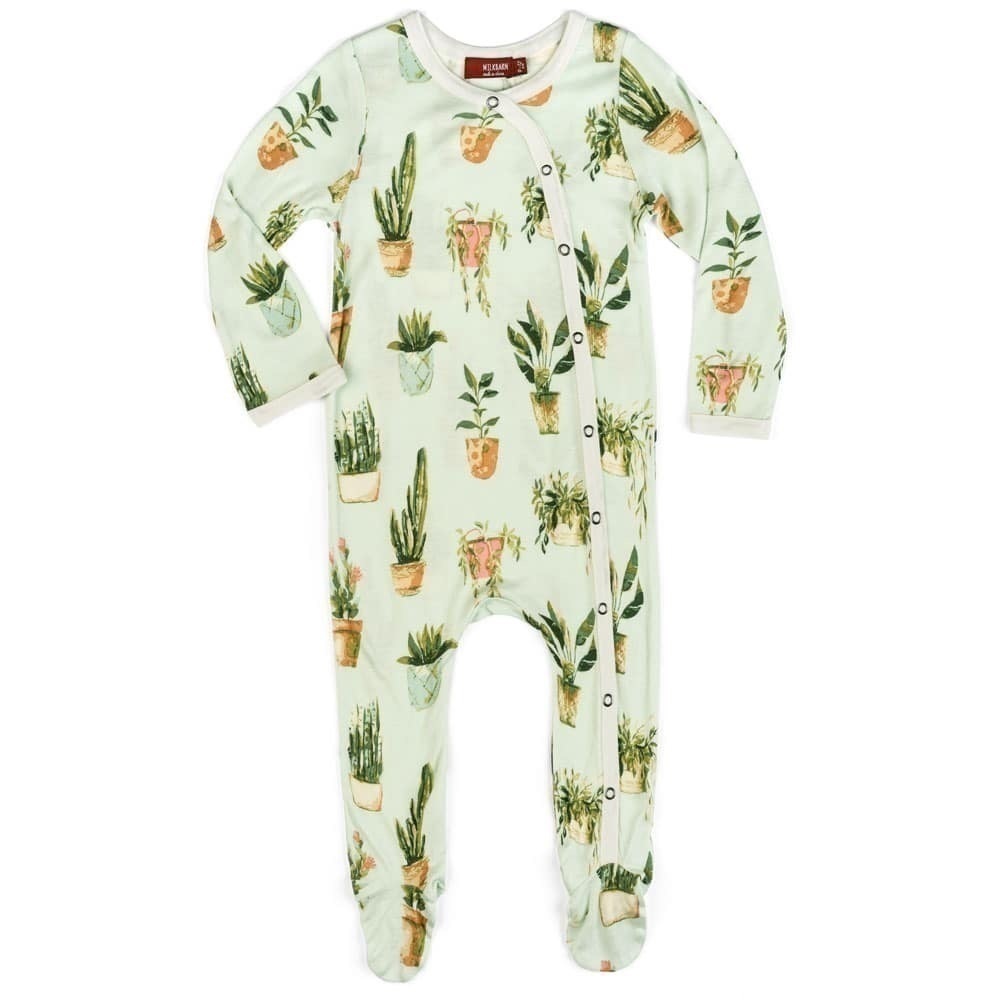 Potted Plants Bamboo Snap Footed Romper